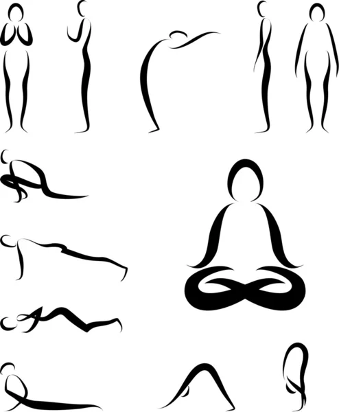 Vektor yoga asanas — Stock vektor