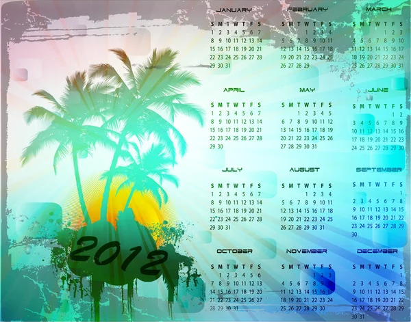 Calendario 2012 con sfondo tropicale — Foto Stock