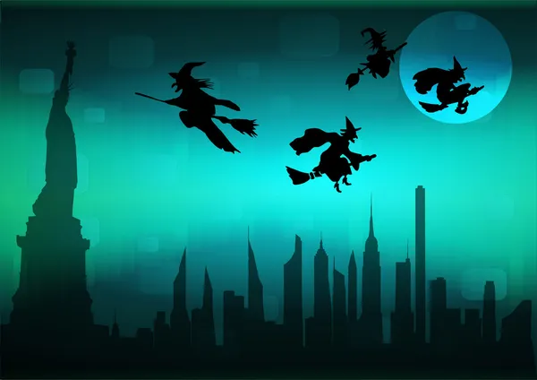 New York cityscape in Halloween night — Stock Photo, Image