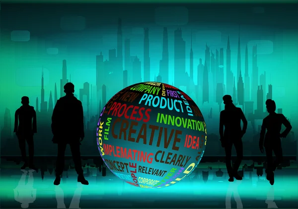 Concept van innovatie en creatieve woorden in globe vorm — Stockfoto