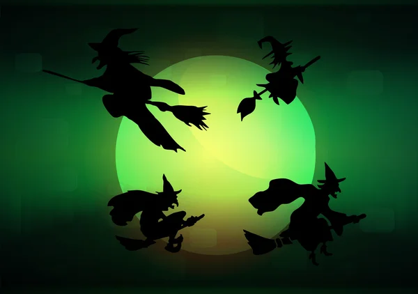 Sylwetki czarownica z księżyca — Zdjęcie stockowe