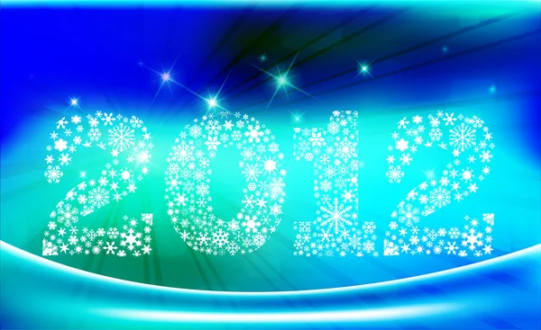 Year 2012 with snowflakes and and lights — Stock Photo, Image