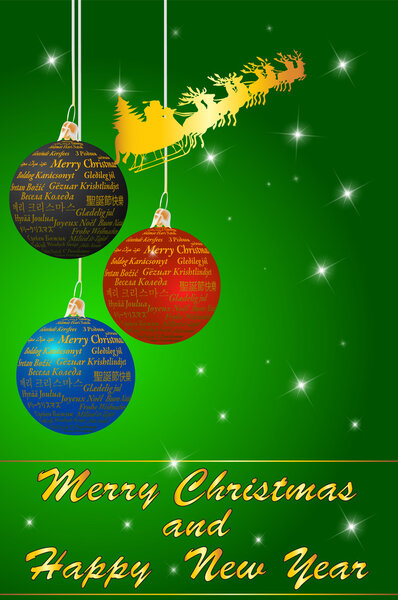 Christmas background with balls and Santa Clause