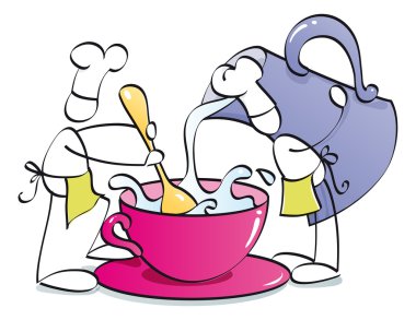 Funny chefs preparing coffee clipart