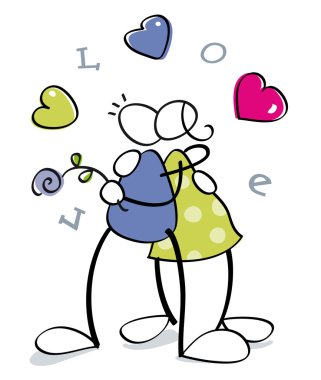 Funny cuple in love clipart