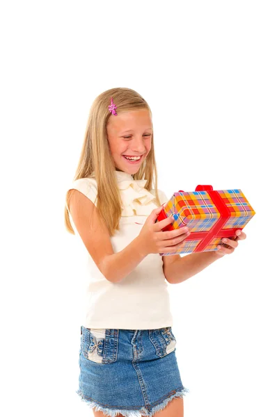 Meisje met cadeau — Stockfoto