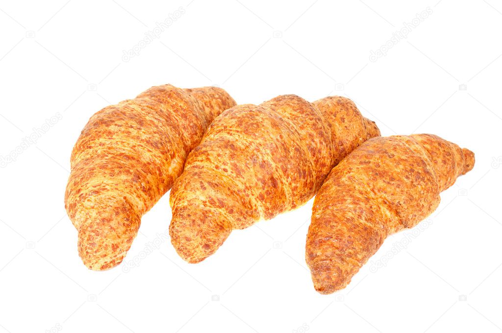 Three fresh croissant with cheese