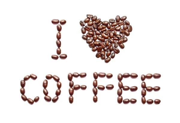 Fráze - Miluji kávu — Stock fotografie