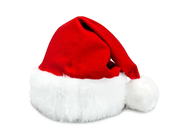 Czerwony kapelusz santa na białym tle — Zdjęcie stockowe