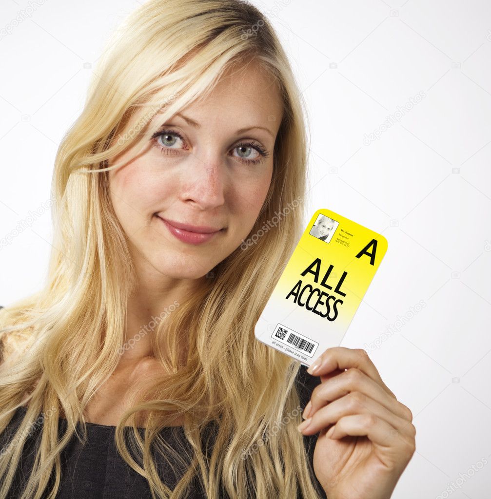 Woman shows Access card
