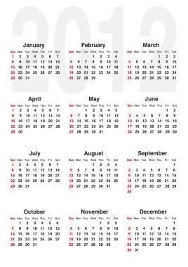 Calendar for 2012 clipart