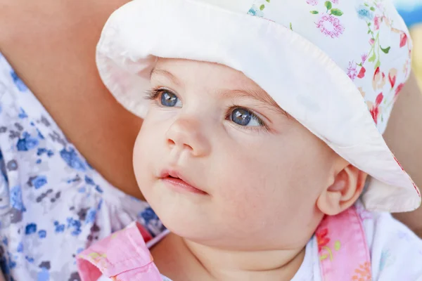 Sweet baby girl with blue eyes — Stock Photo, Image