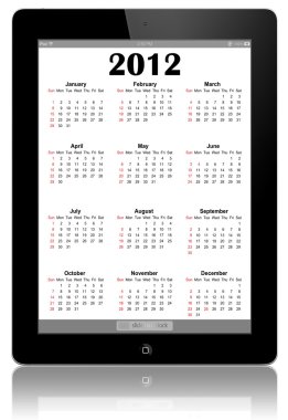 Calendar for 2012 in IPad2. clipart