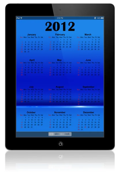 Kalendář na rok 2012 v ipad2. — Stock fotografie