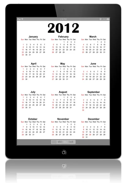 Calendar for 2012 in IPad2. — Stock Photo, Image