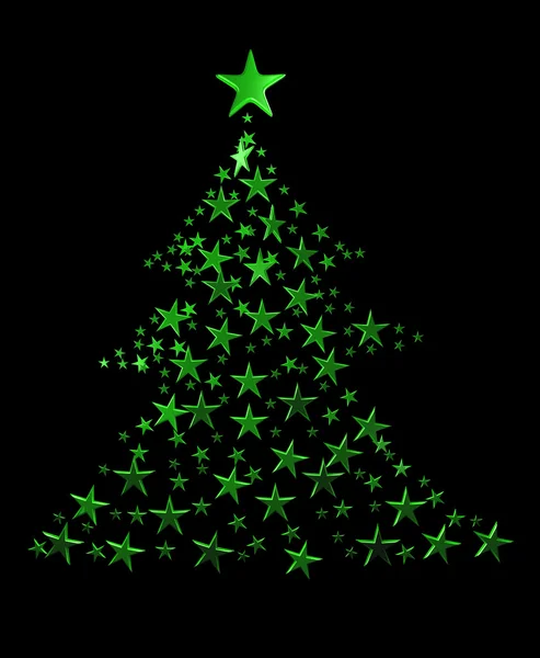 Grüner Weihnachtsbaum auf schwarz — Stockfoto