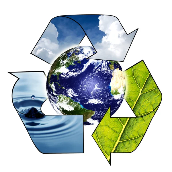 Planeet aarde met recycle symbool — Stockfoto