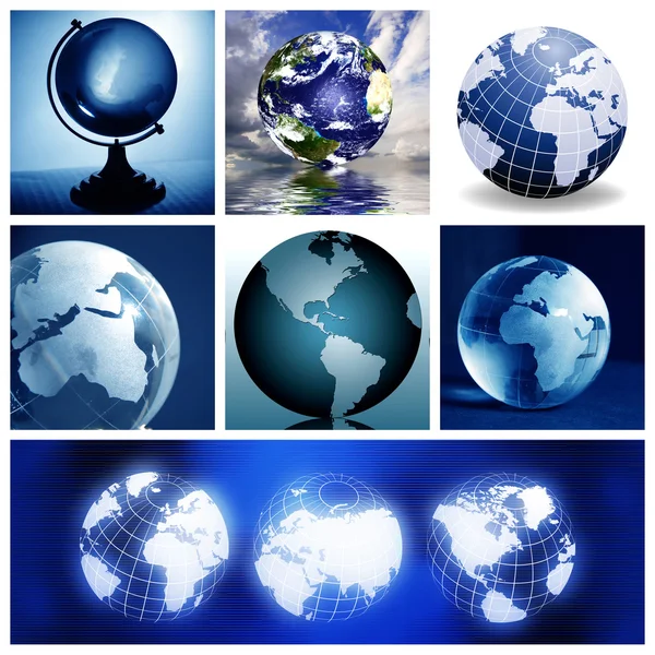Collage with globes — Stock Photo, Image
