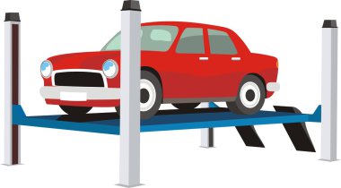 Car on a lift clipart