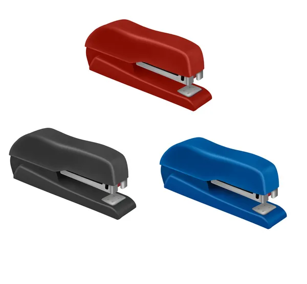 Black and red and blue staplers — Stock Vector