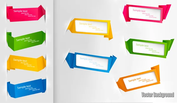 Conjunto de banderas de papel de origami de colores. Ilustración vectorial . — Vector de stock