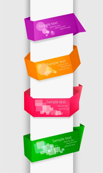 Set van kleurrijke papier banners met globe. vectorillustratie. — Stockvector