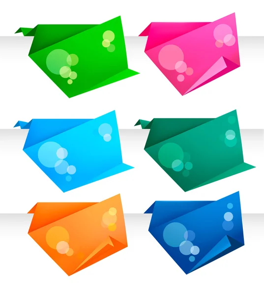 Set con banderas de papel de origami de colores. Ilustración vectorial . — Archivo Imágenes Vectoriales
