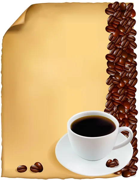 Ontwerp met kopje koffie en koffie korrels. vector. — Stockvector