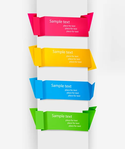 Set con colorati banner di carta origami. Illustrazione vettoriale . — Vettoriale Stock