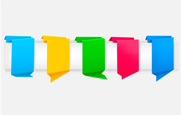 Μεγάλη σειρά από πολύχρωμα origami χαρτί πανό. εικονογράφηση φορέας. — Διανυσματικό Αρχείο