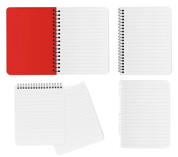 Set de feuilles de papier et bloc-notes. Illustration vectorielle . — Image vectorielle