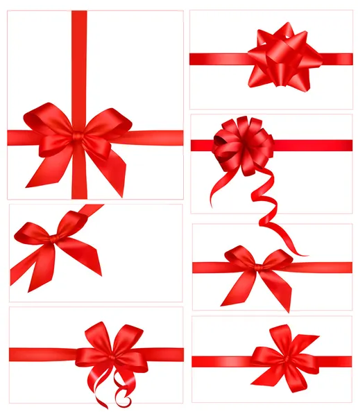 Gran conjunto de lazos de regalo rojo con cintas. Vector . Ilustración de stock