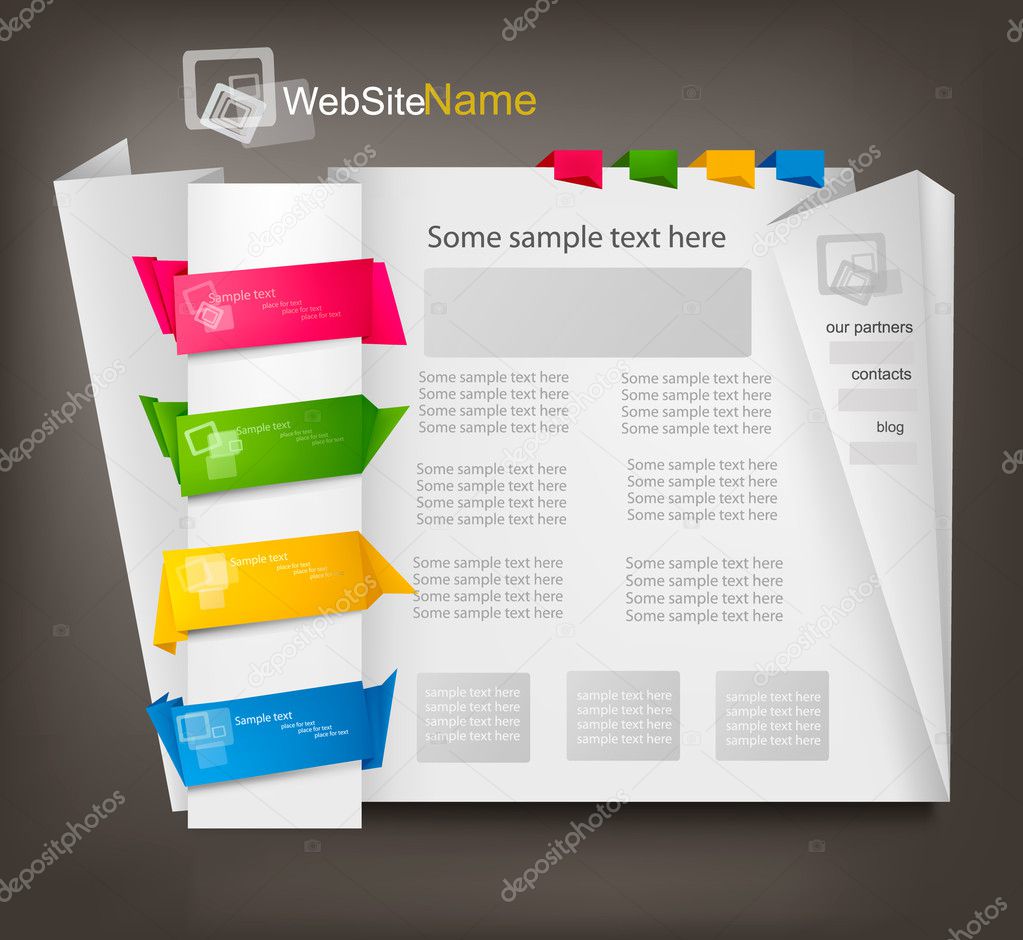 Business website template with origami. Vector illustration.