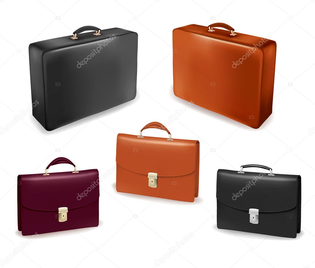Set of bags and briefcases. Vector illustration.