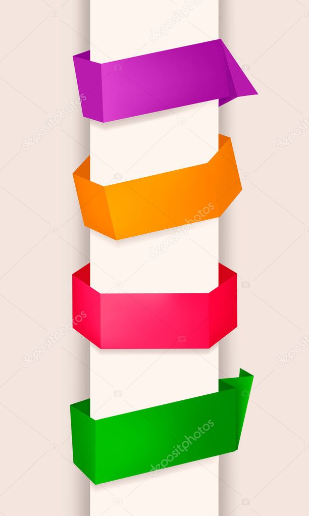 Set of colorful paper banners with globe. Vector illustration.