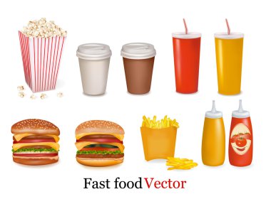 Vector. Big group of fast food products. clipart