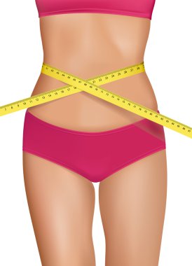 Fit young woman body with measured waistline. Concept of diet. Vector. clipart