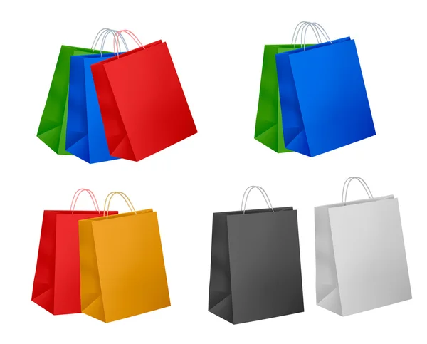 色の赤、黄、青、ピンク、whi を含むショッピング バッグ ssorted — ストックベクタ