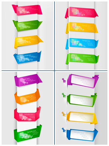 Большой набор разноцветных бумажных баннеров оригами. Векторная иллюстрация . — стоковый вектор