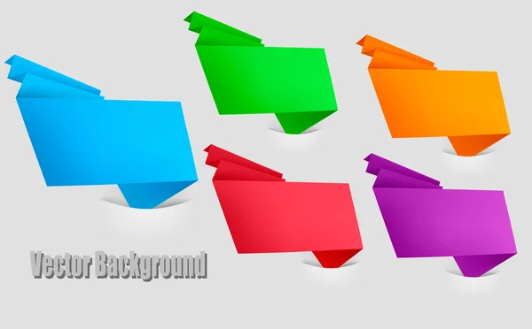 Große Menge von bunten Origami-Papierbannern. Vektorillustration. — Stockvektor