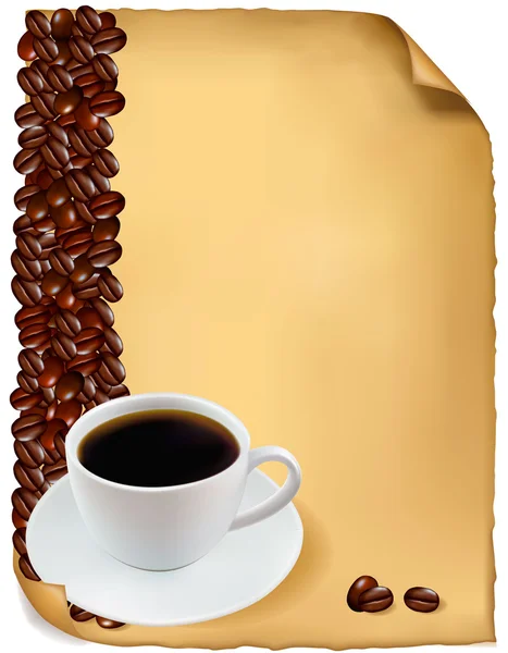 Дизайн с чашкой кофе и зерном кофе. Вектор . — стоковый вектор