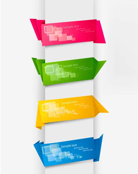 Grote verzameling van kleurrijke origami papier banners — Stockvector