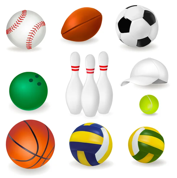 Conjunto de pelotas deportivas. Vector — Archivo Imágenes Vectoriales