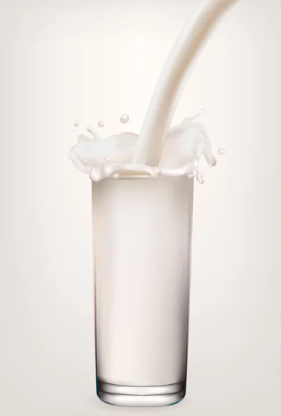 Milch in ein Glas auf weißem Hintergrund gießen. Vektorillustration. — Stockvektor