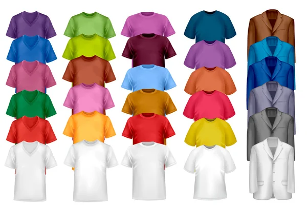 Modèle de conception de t-shirt couleur. Illustration vectorielle photo-réaliste . — Image vectorielle