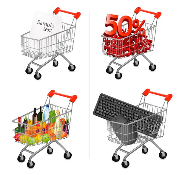 Vector illustration of a shopping carts on the white. — Stock Vector