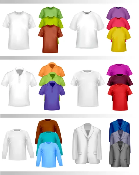 Χρώμα t-shirt πρότυπο σχεδίασης. φωτο-ρεαλιστικά διανυσματικά εικονογράφηση — Διανυσματικό Αρχείο