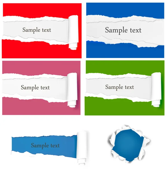 Instellen met geripte gekleurd papier stickers. vectorillustratie — Stockvector