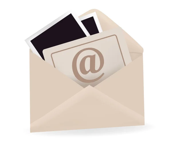 Sobre abierto con icono de signo de correo electrónico . — Vector de stock