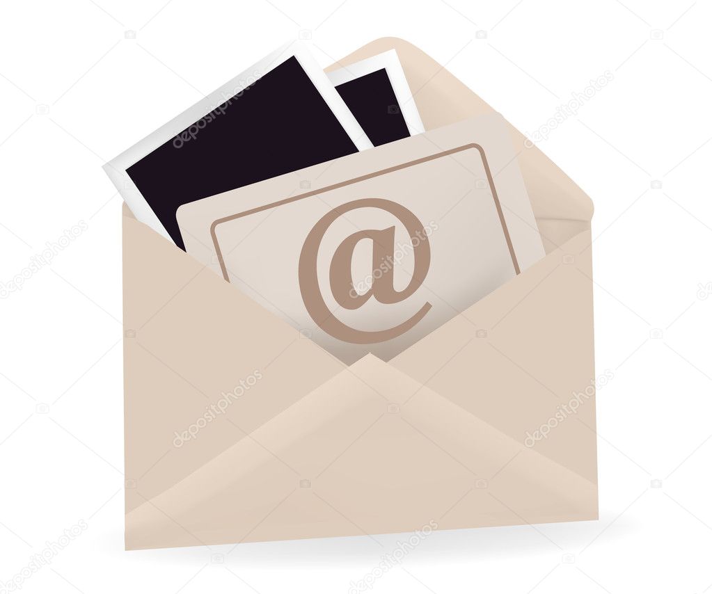 Open envelope with e-mail sign icon.